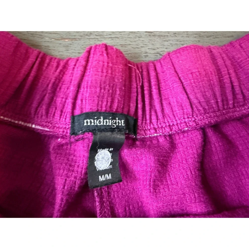 Midnight Carole Hochman Lounge Shorts Magenta Pink Waffle Knit Sleep Pockets M